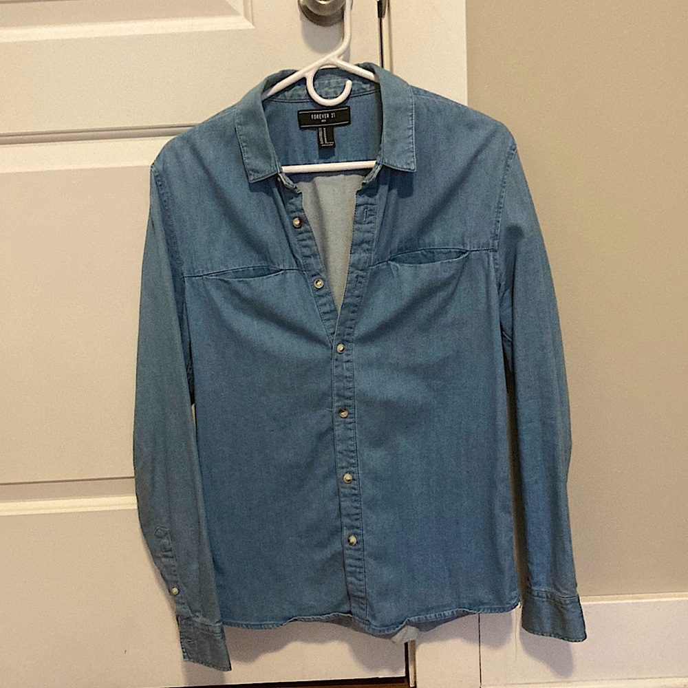 Jean Colored Button Up Longsleeve